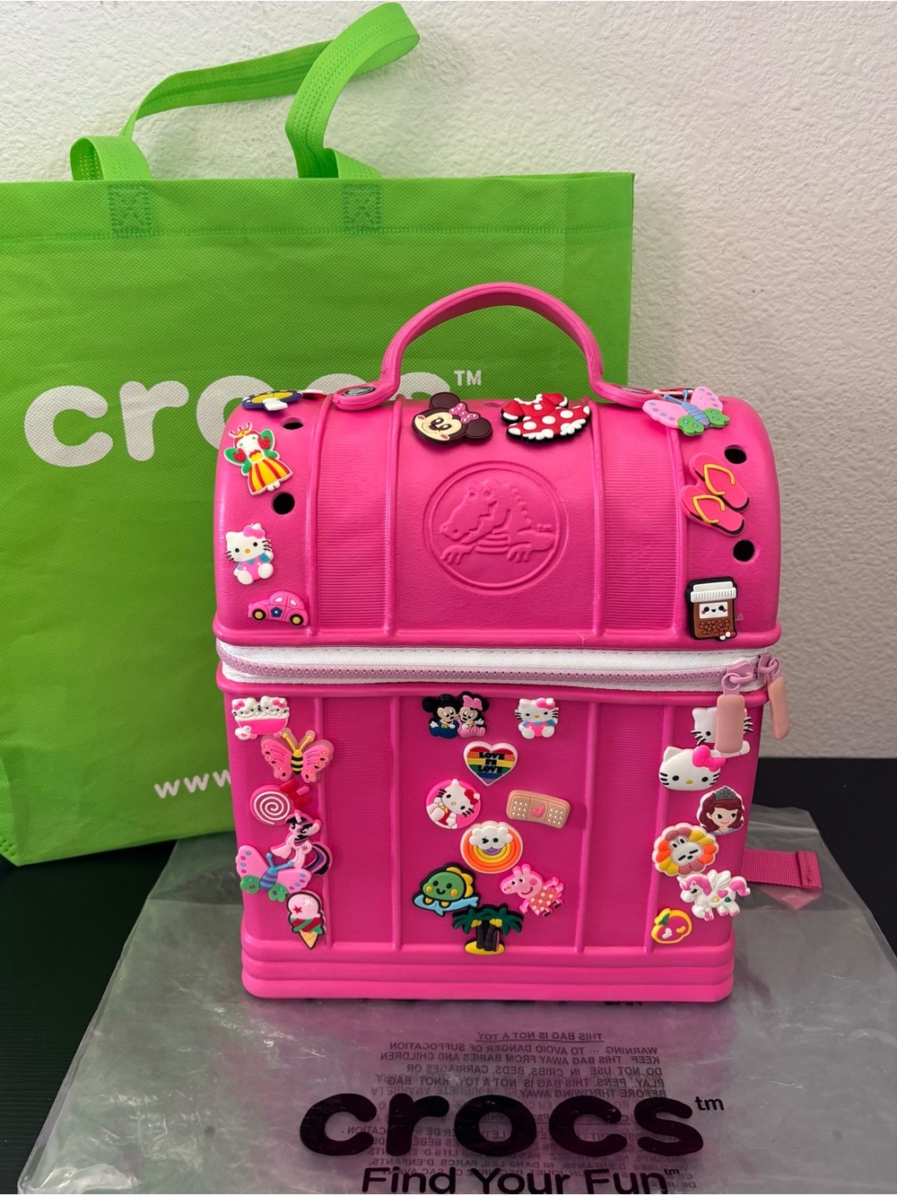 NWOT Pink Crocs Jibbitz Kiddie Backpack